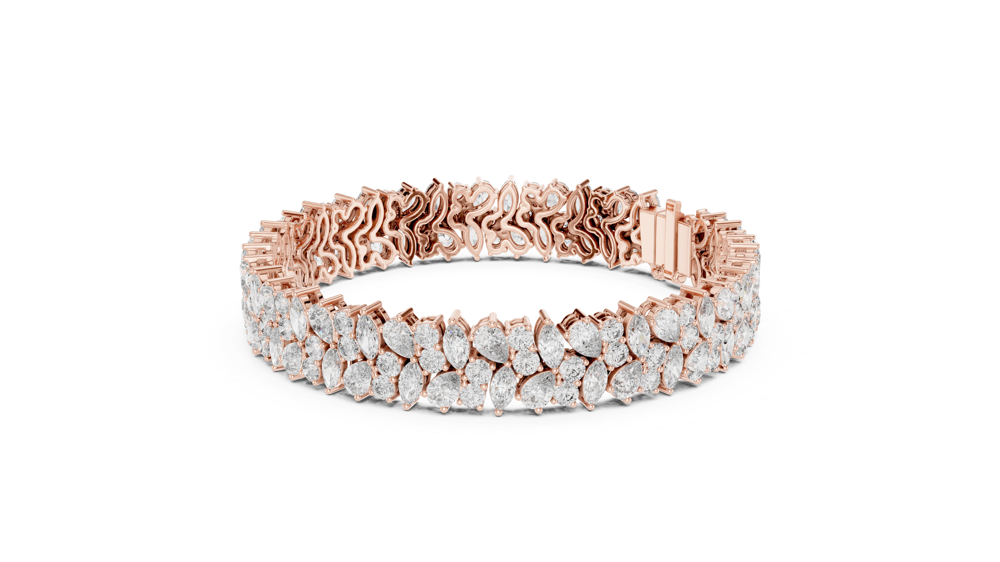 Luxury Marquise-Cut Lab-Grown Diamond Wide Bracelet in 14K/18K Rose Gold
