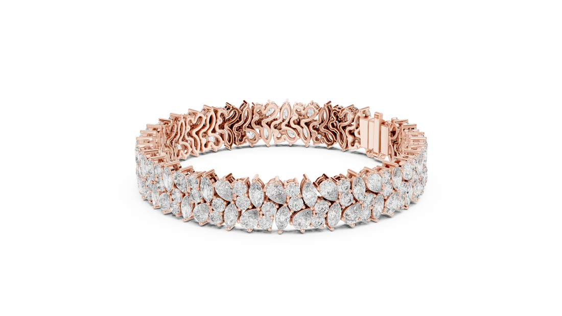 Luxury Marquise-Cut Lab-Grown Diamond Wide Bracelet in 14K/18K Rose Gold