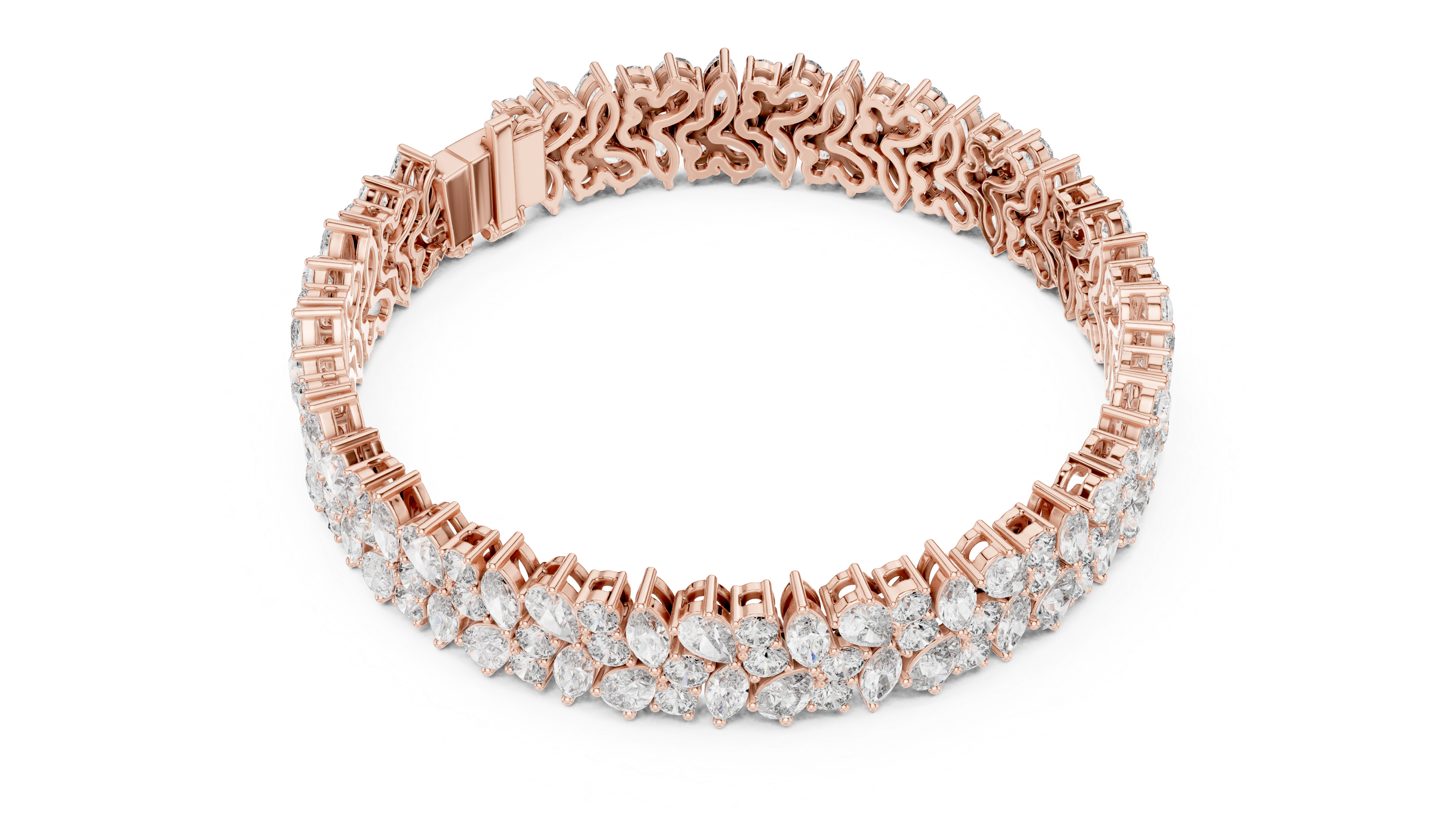 Luxury Marquise-Cut Lab-Grown Diamond Wide Bracelet in 14K/18K Rose Gold