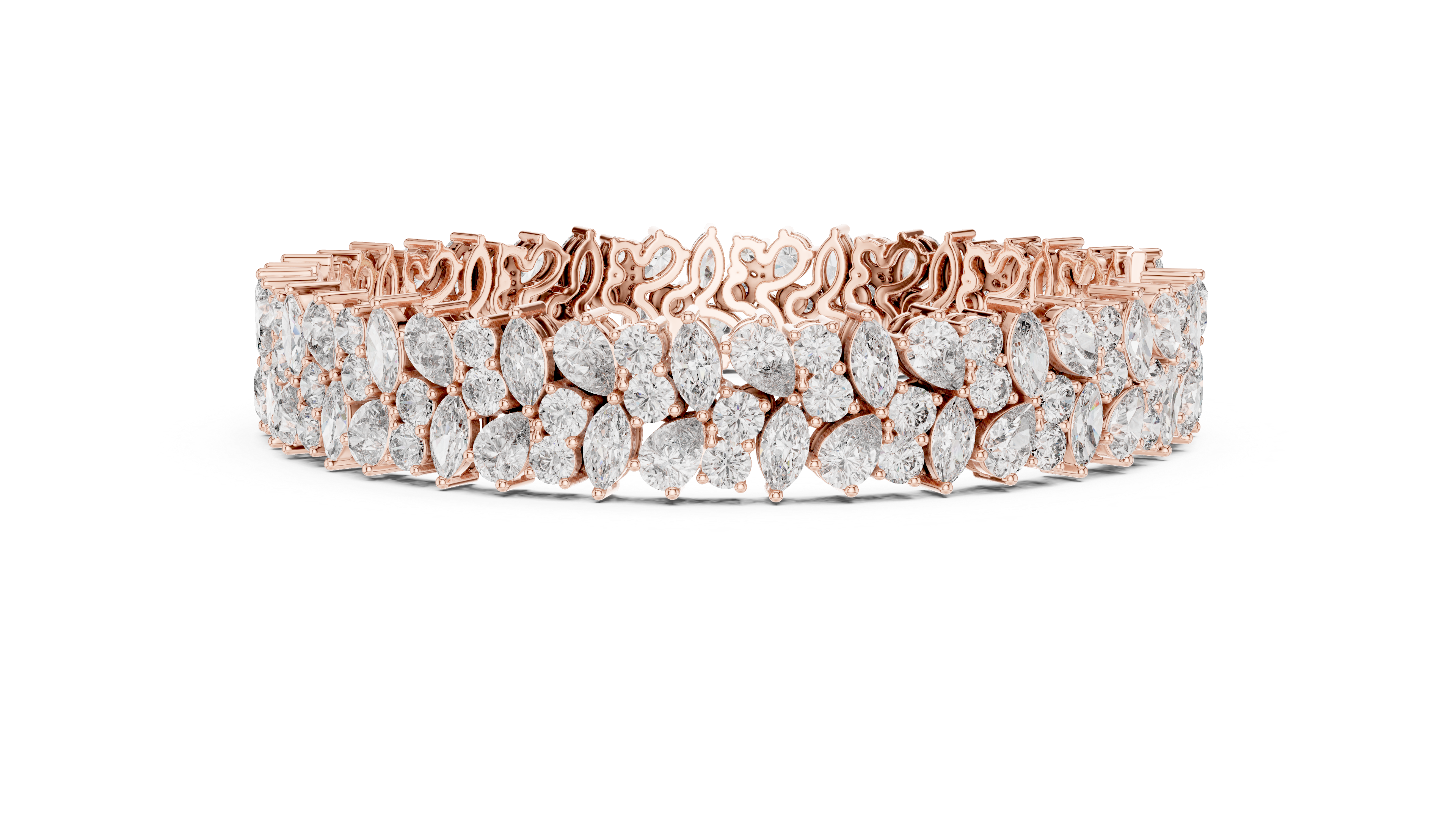 Luxury Marquise-Cut Lab-Grown Diamond Wide Bracelet in 14K/18K Rose Gold