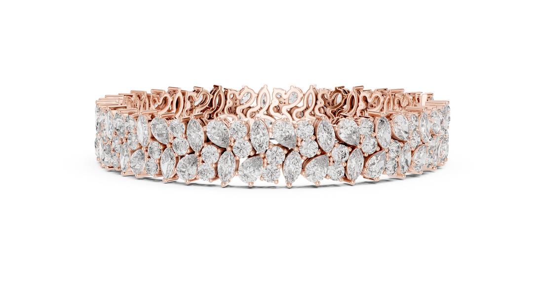 Luxury Marquise-Cut Lab-Grown Diamond Wide Bracelet in 14K/18K Rose Gold