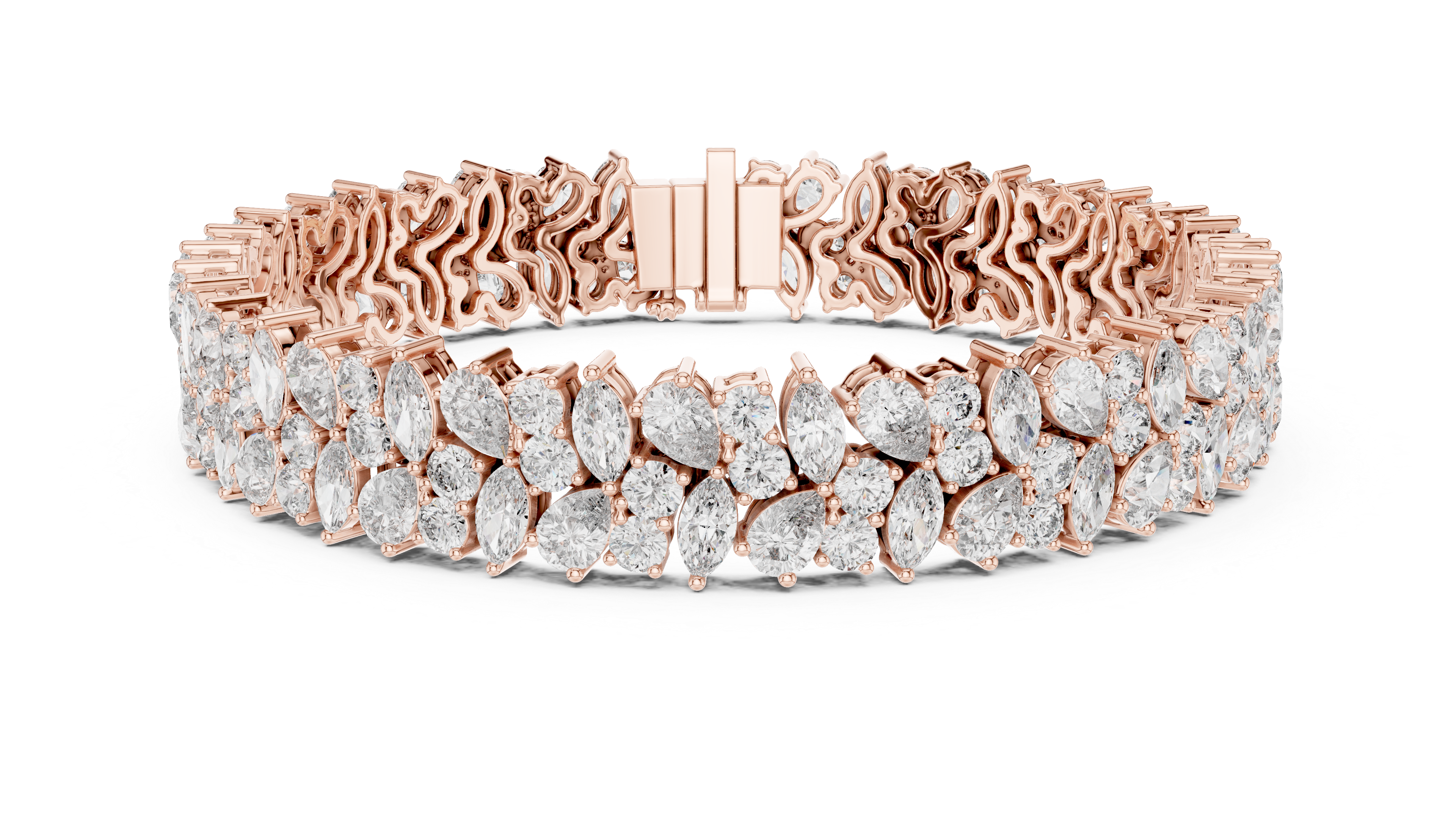 Luxury Marquise-Cut Lab-Grown Diamond Wide Bracelet in 14K/18K Rose Gold