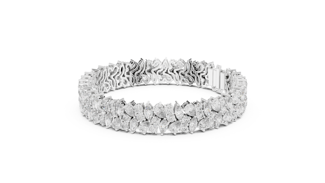 Luxury Marquise-Cut Lab-Grown Diamond Wide Bracelet in 14K/18K Rose Gold
