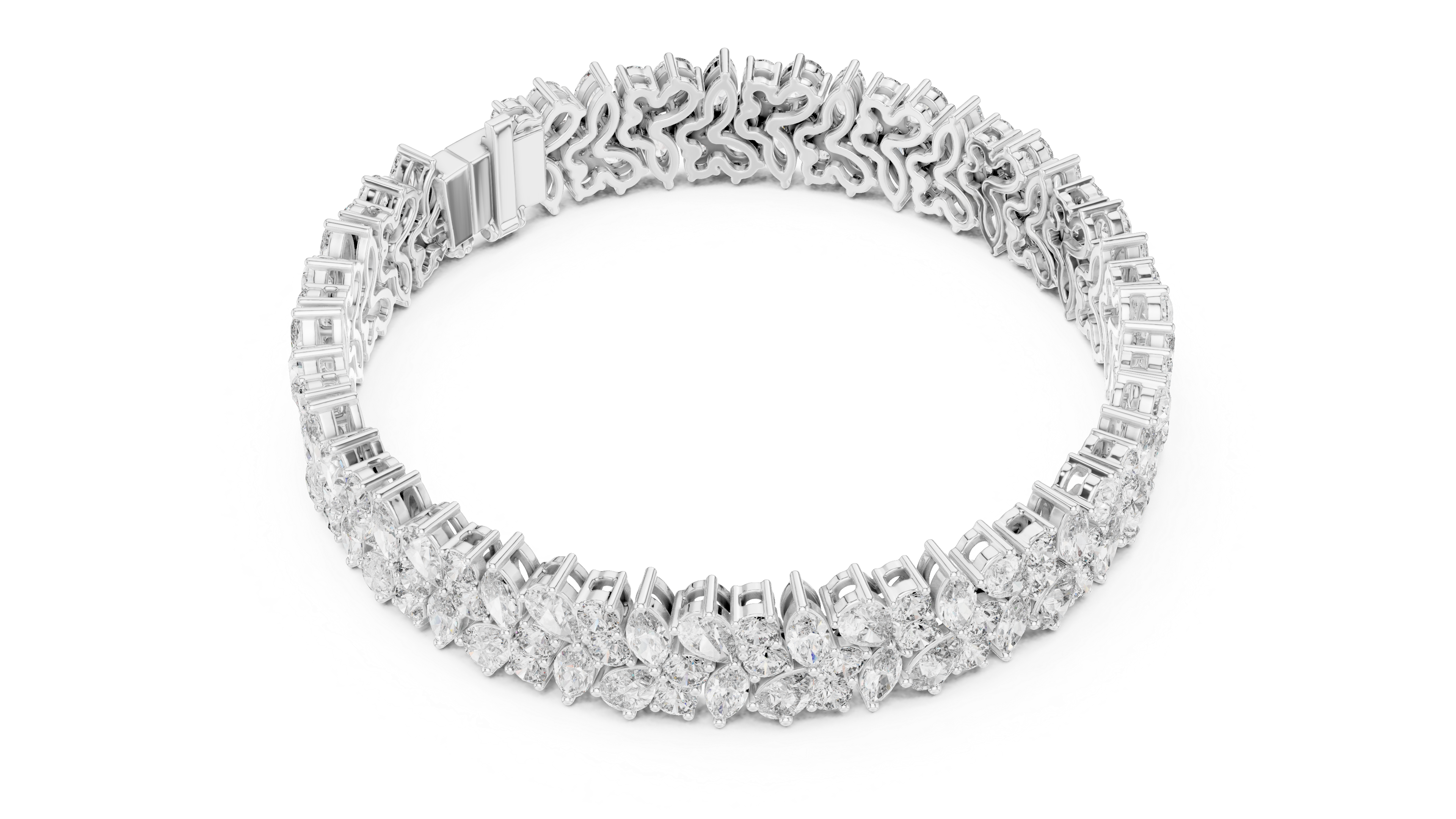 Luxury Marquise-Cut Lab-Grown Diamond Wide Bracelet in 14K/18K Rose Gold