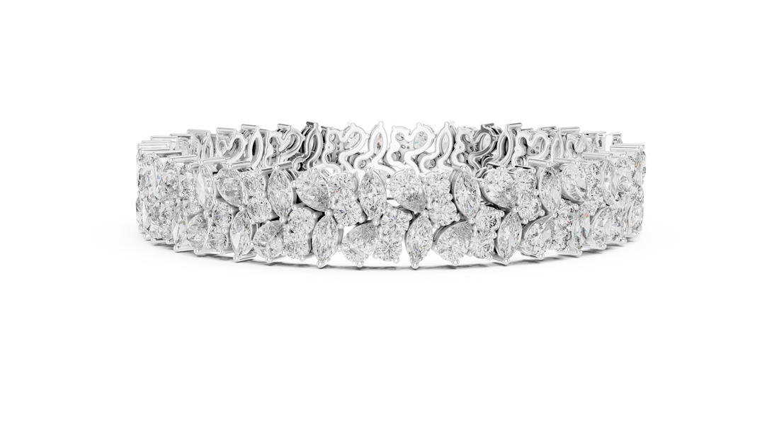Luxury Marquise-Cut Lab-Grown Diamond Wide Bracelet in 14K/18K Rose Gold
