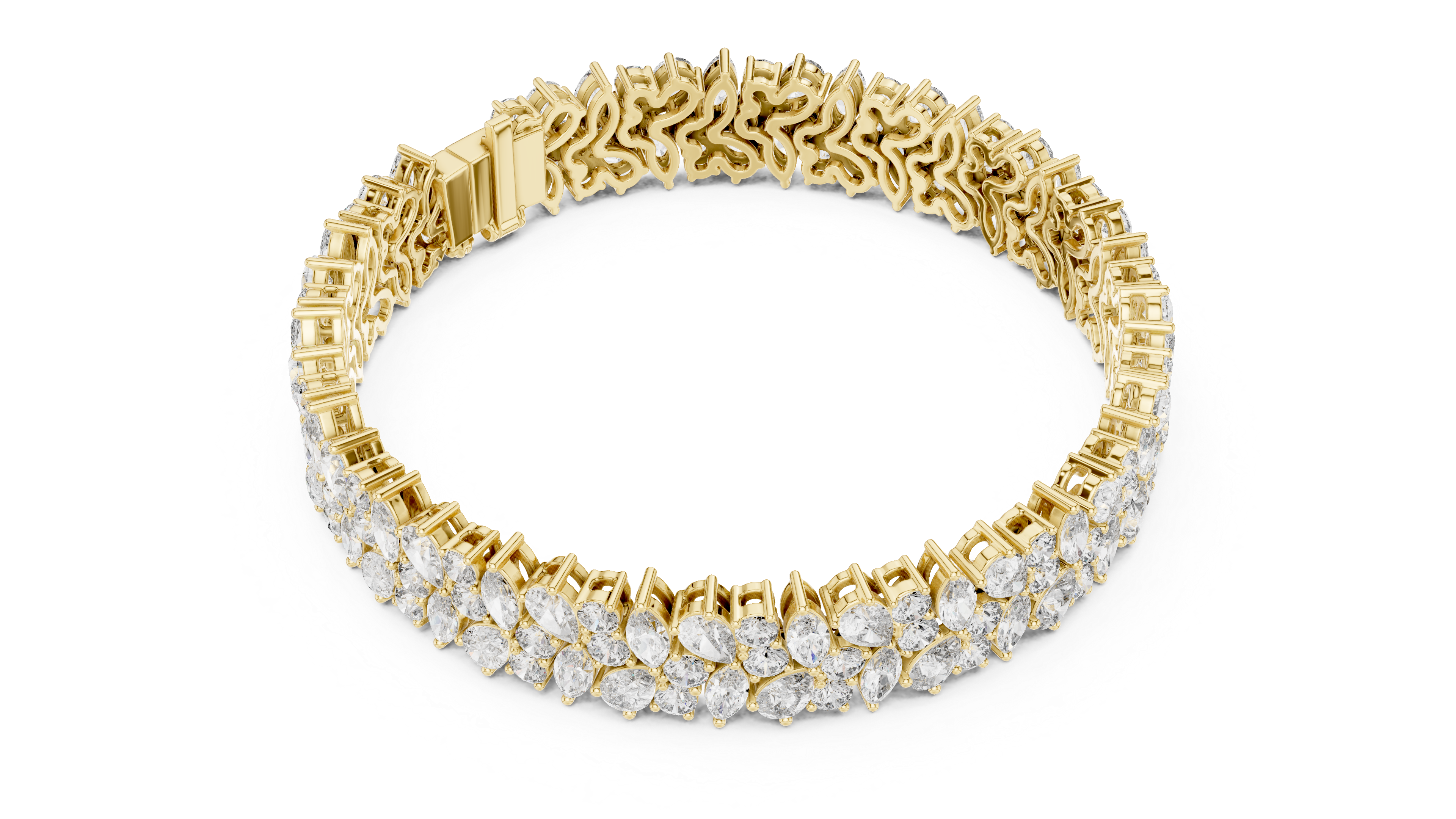 Luxury Marquise-Cut Lab-Grown Diamond Wide Bracelet in 14K/18K Rose Gold