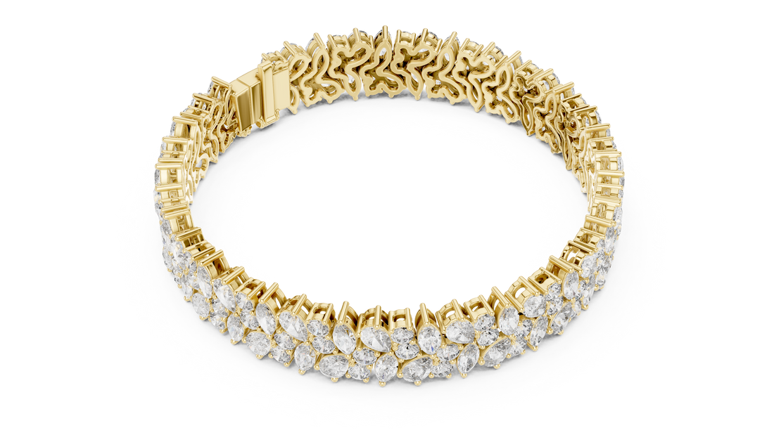 Luxury Marquise-Cut Lab-Grown Diamond Wide Bracelet in 14K/18K Rose Gold