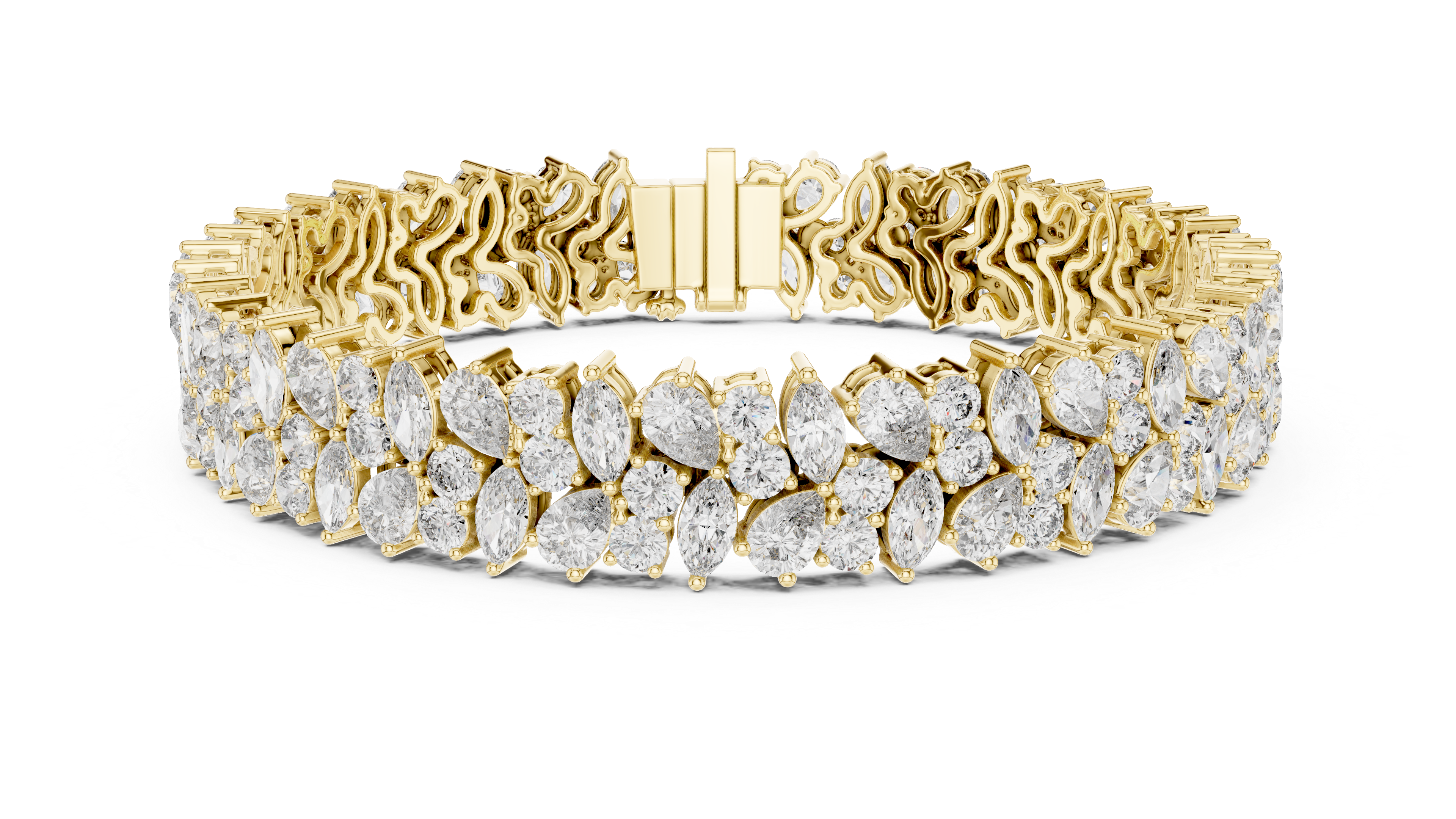 Luxury Marquise-Cut Lab-Grown Diamond Wide Bracelet in 14K/18K Rose Gold