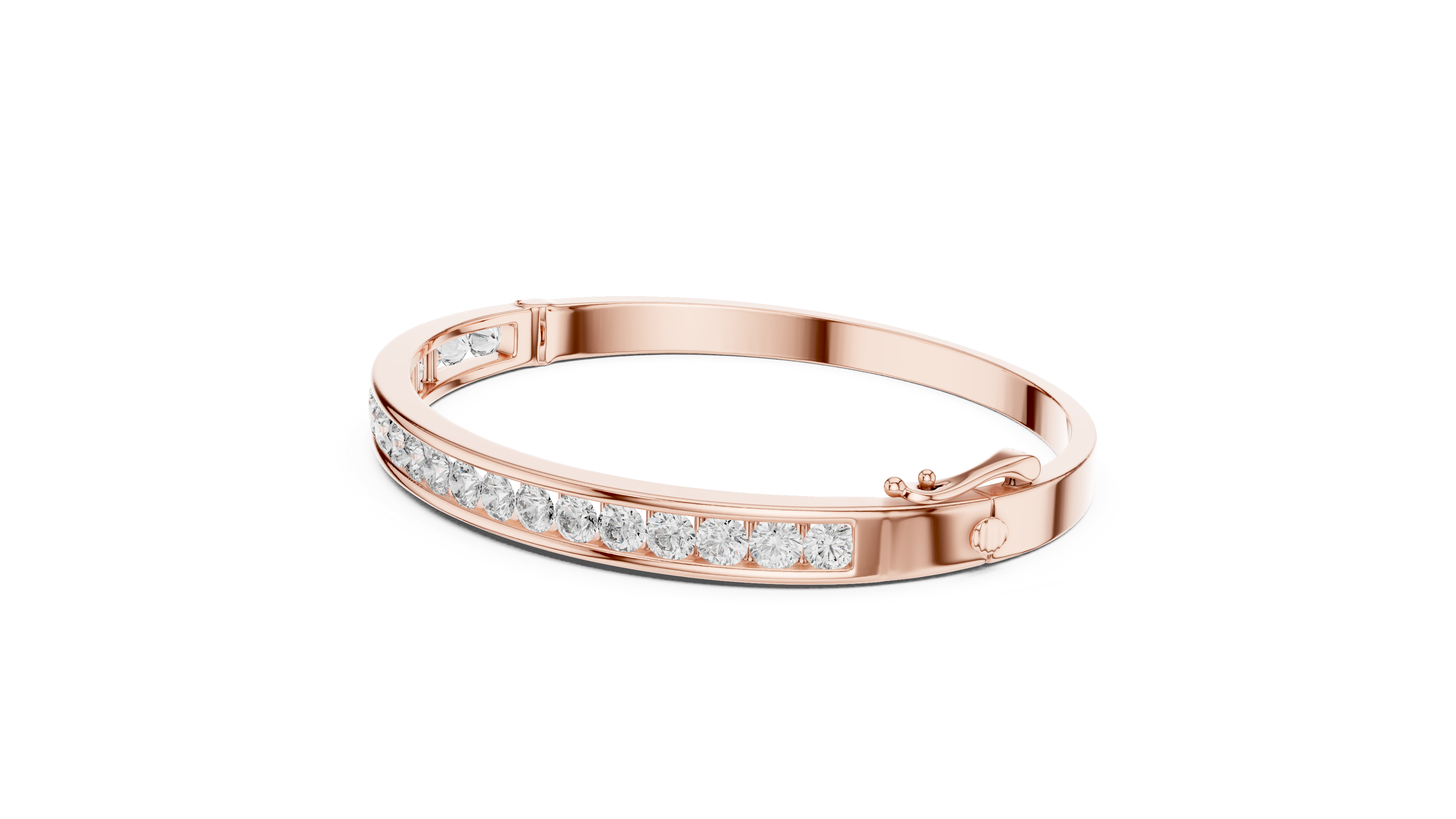 Elegant Lab-Grown Diamond Bangle Bracelet in 14K/18K Rose Gold