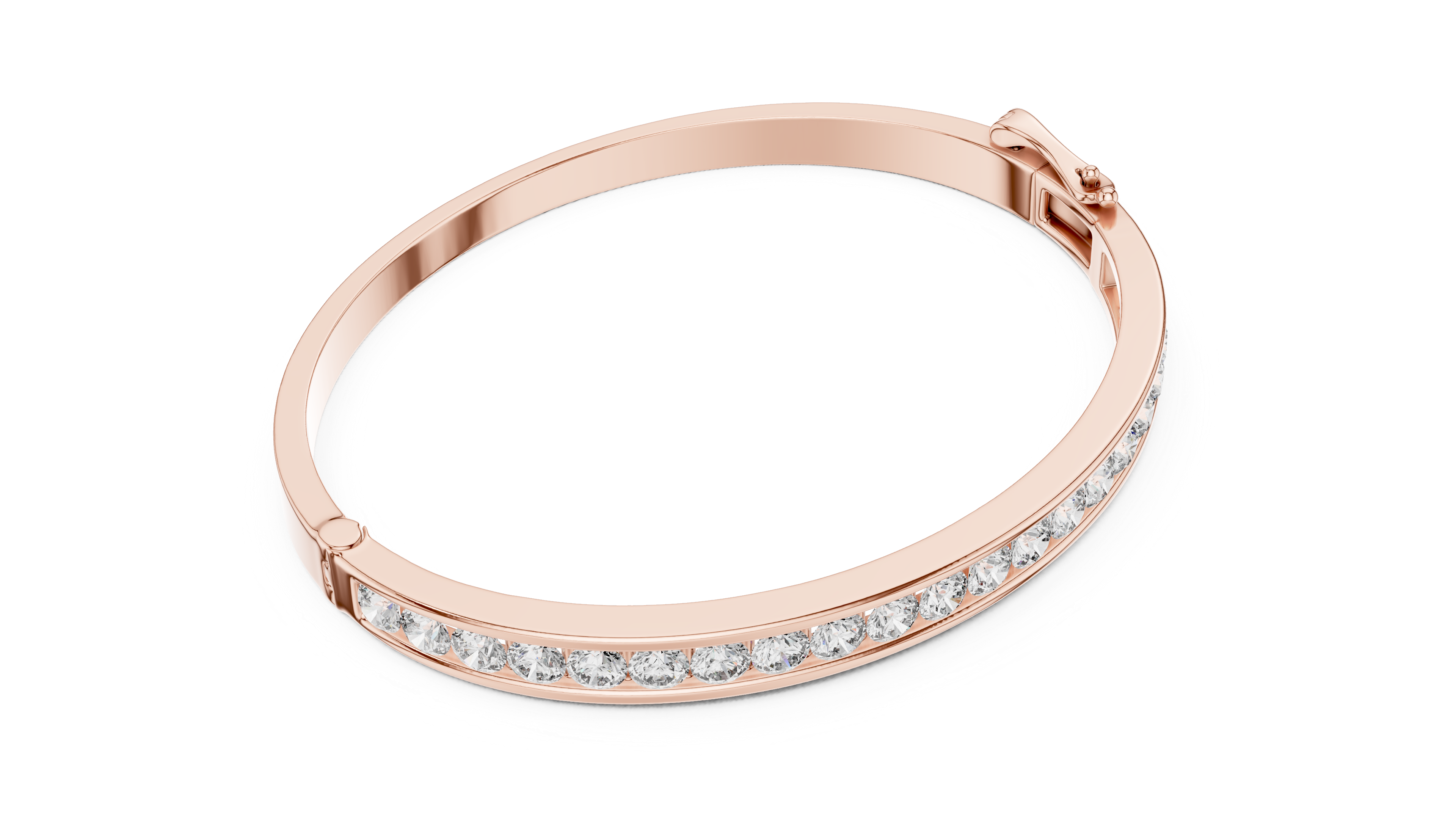 Elegant Lab-Grown Diamond Bangle Bracelet in 14K/18K Rose Gold