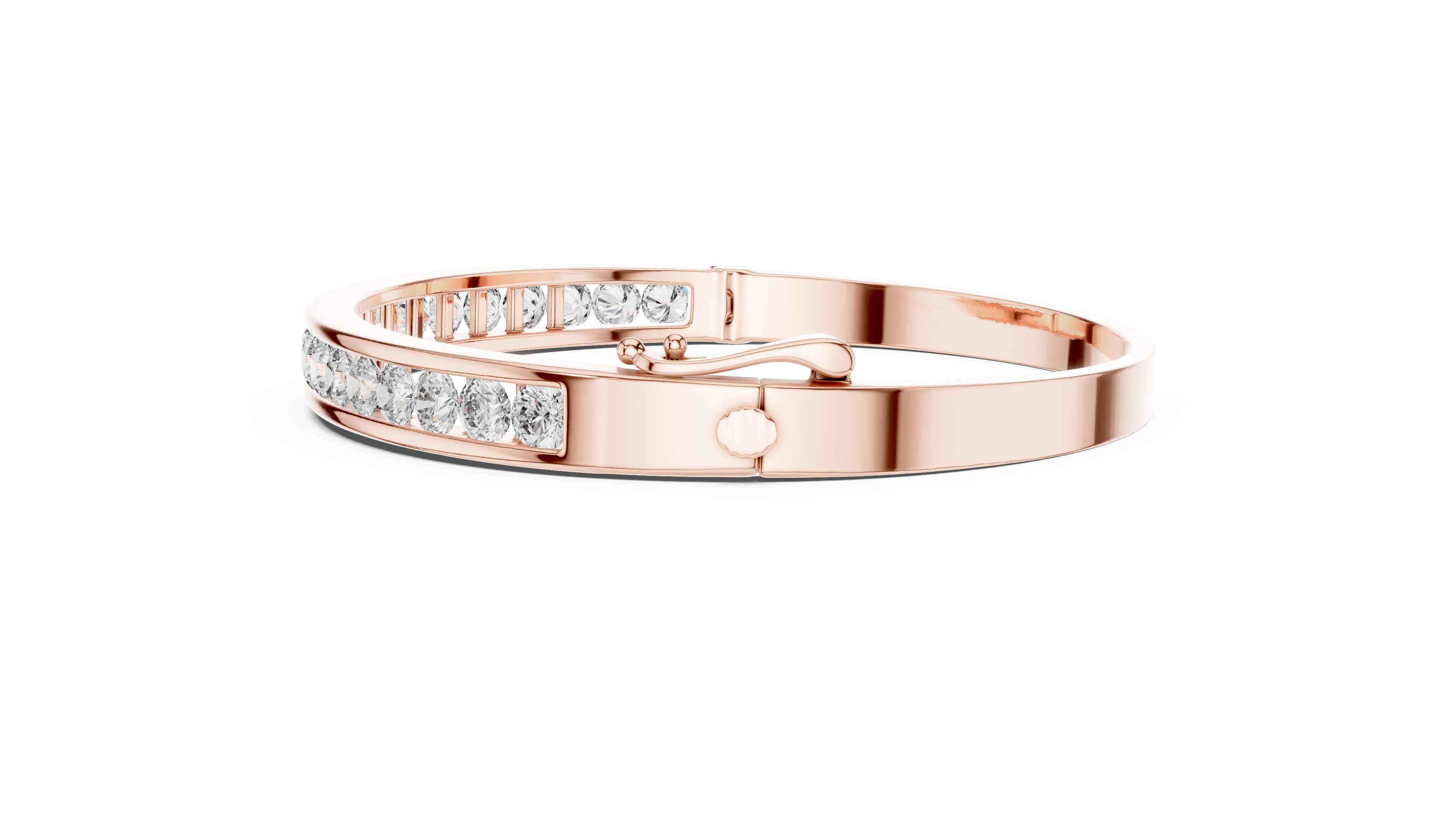 Elegant Lab-Grown Diamond Bangle Bracelet in 14K/18K Rose Gold