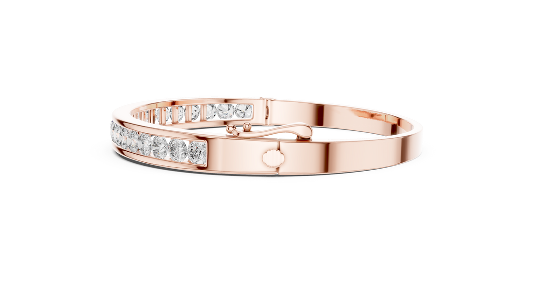 Elegant Lab-Grown Diamond Bangle Bracelet in 14K/18K Rose Gold