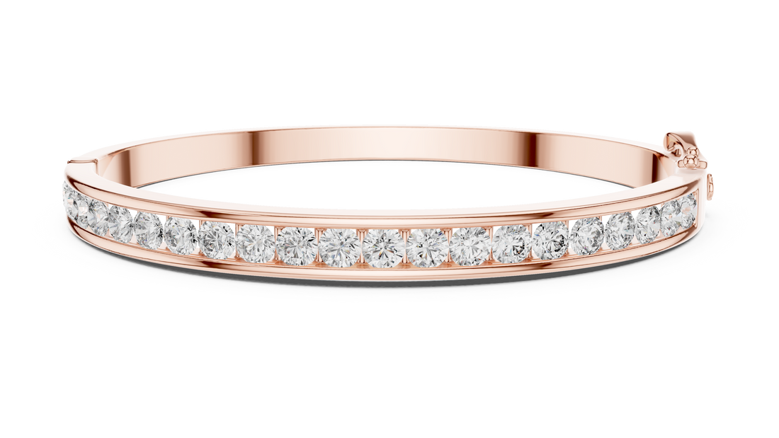 Elegant Lab-Grown Diamond Bangle Bracelet in 14K/18K Rose Gold