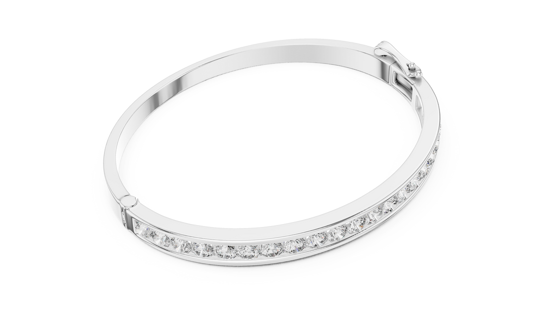 Elegant Lab-Grown Diamond Bangle Bracelet in 14K/18K Rose Gold