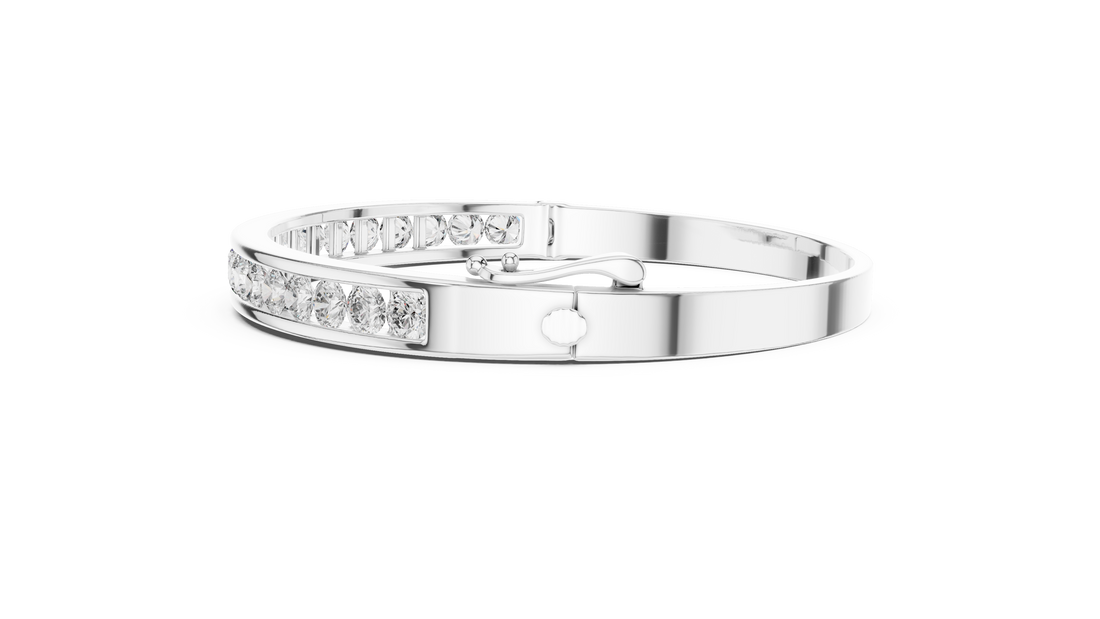 Elegant Lab-Grown Diamond Bangle Bracelet in 14K/18K Rose Gold