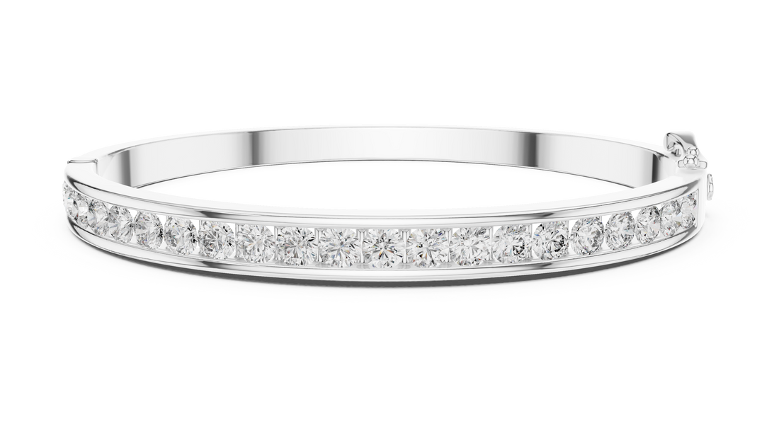Elegant Lab-Grown Diamond Bangle Bracelet in 14K/18K Rose Gold