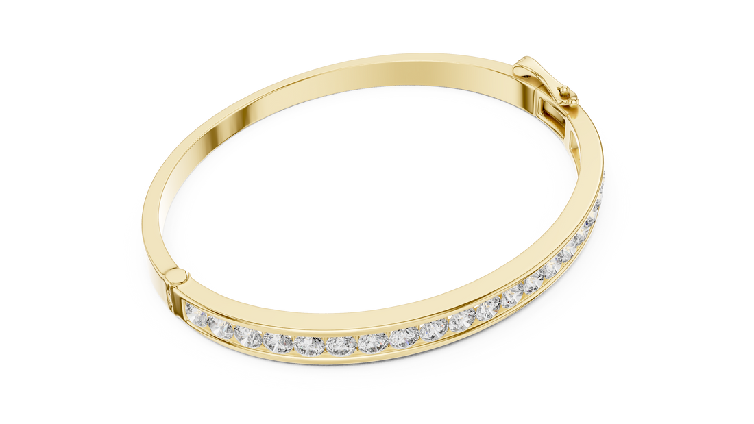 Elegant Lab-Grown Diamond Bangle Bracelet in 14K/18K Rose Gold