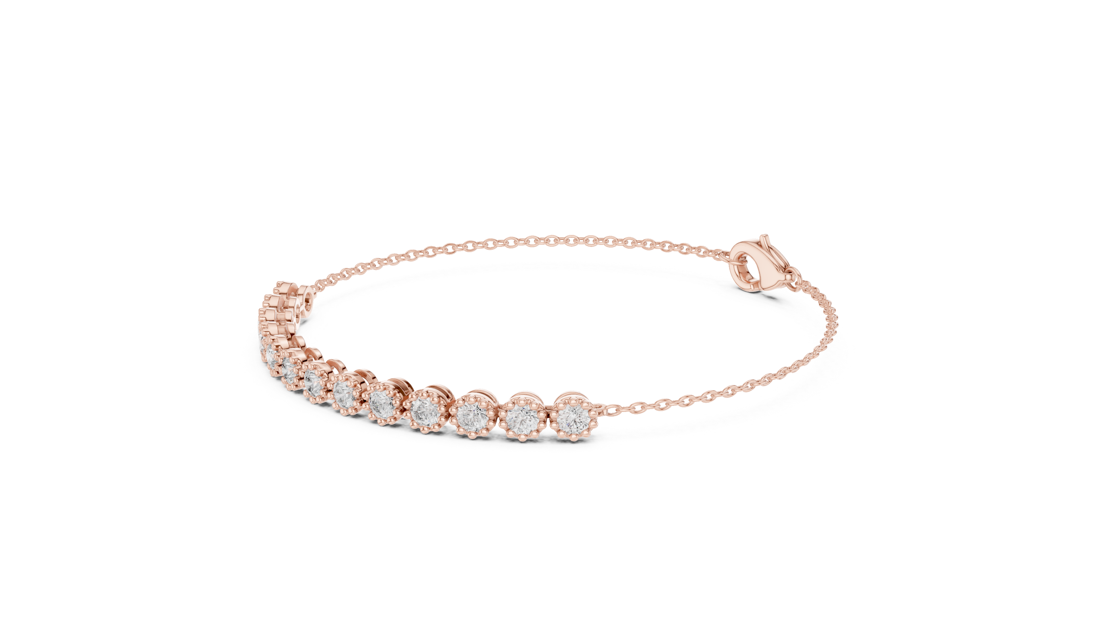 Elegant Lab-Grown Diamond Chain Bracelet in 14K/18K Rose Gold