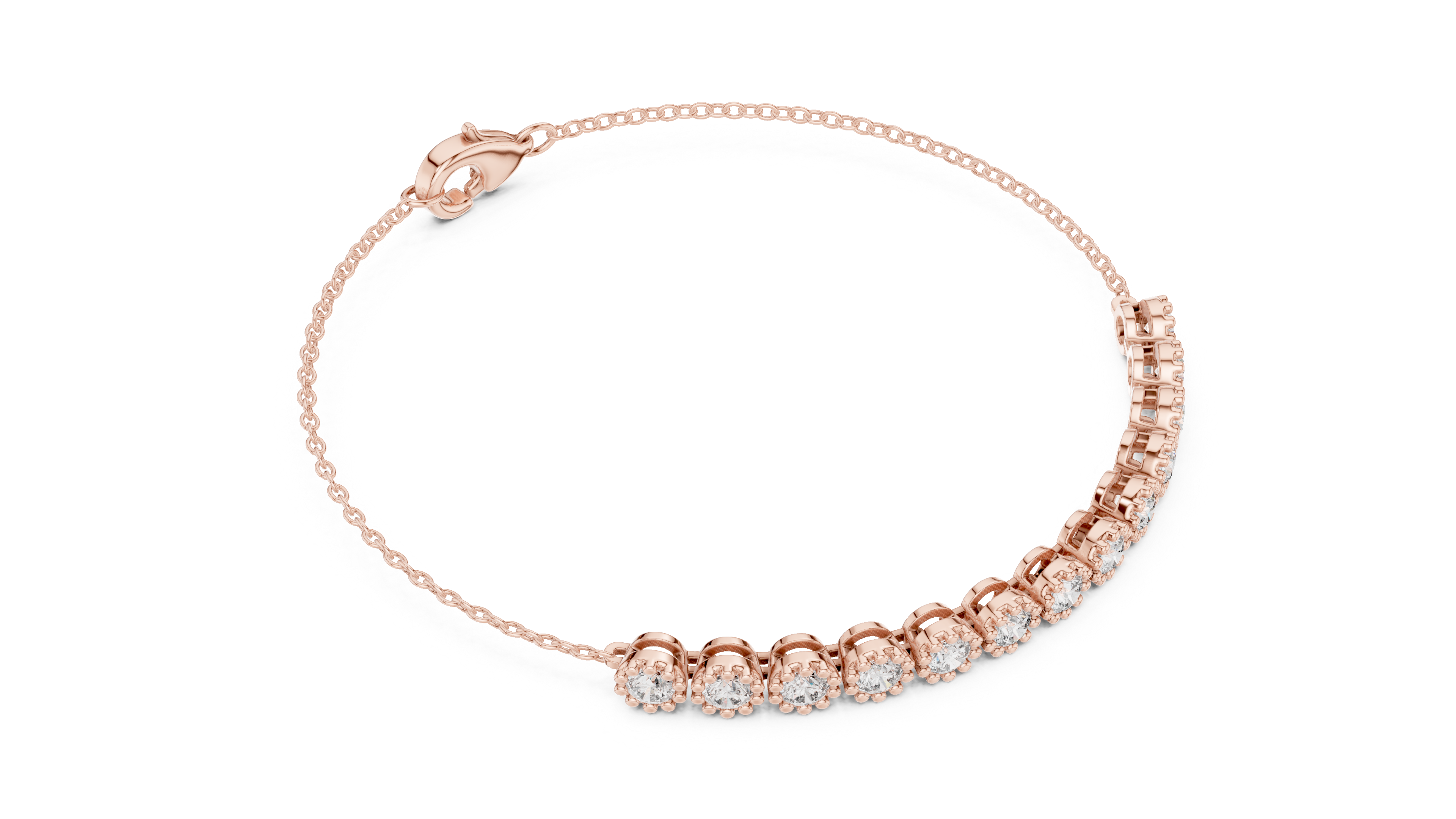 Elegant Lab-Grown Diamond Chain Bracelet in 14K/18K Rose Gold
