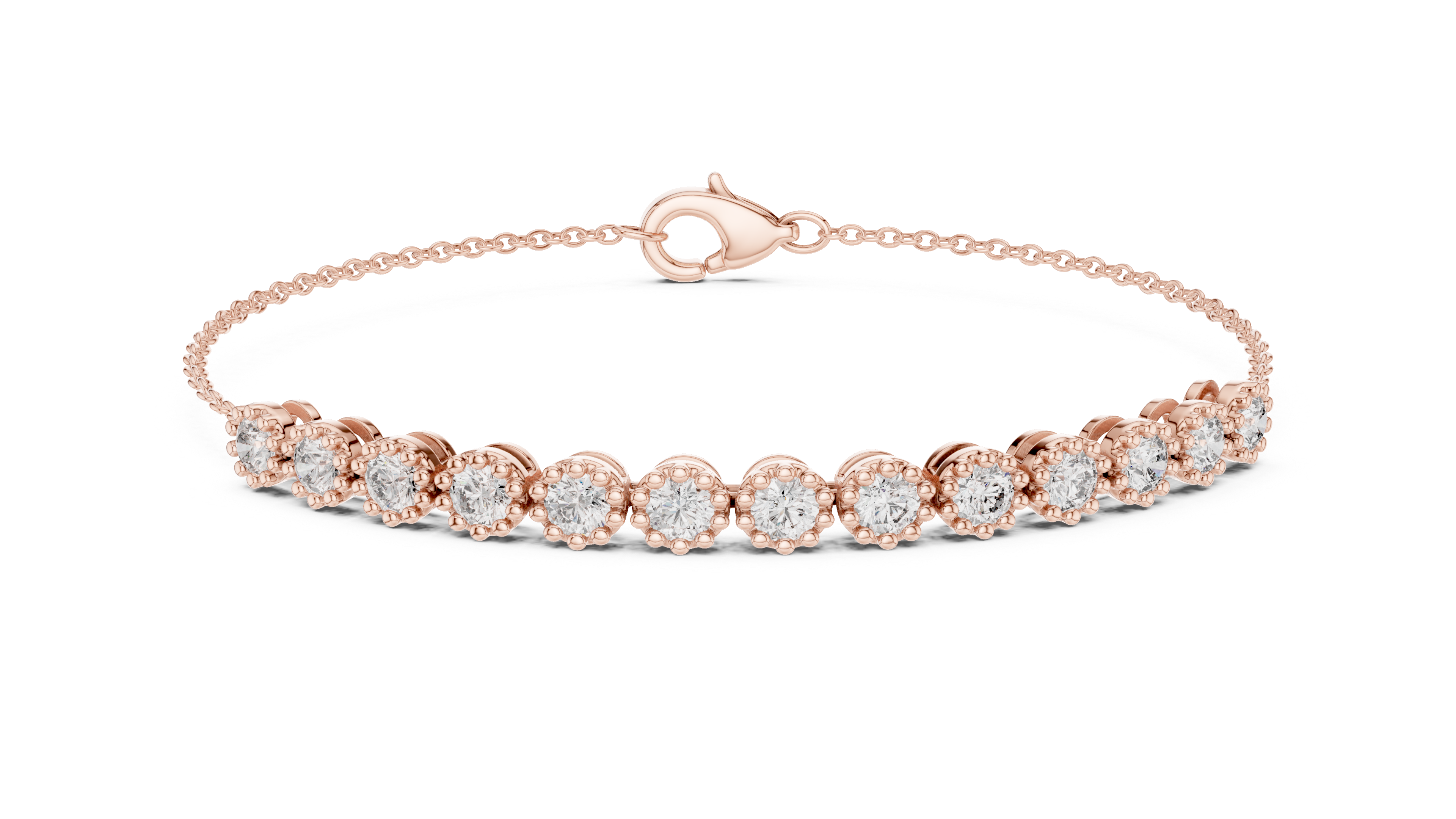 Elegant Lab-Grown Diamond Chain Bracelet in 14K/18K Rose Gold