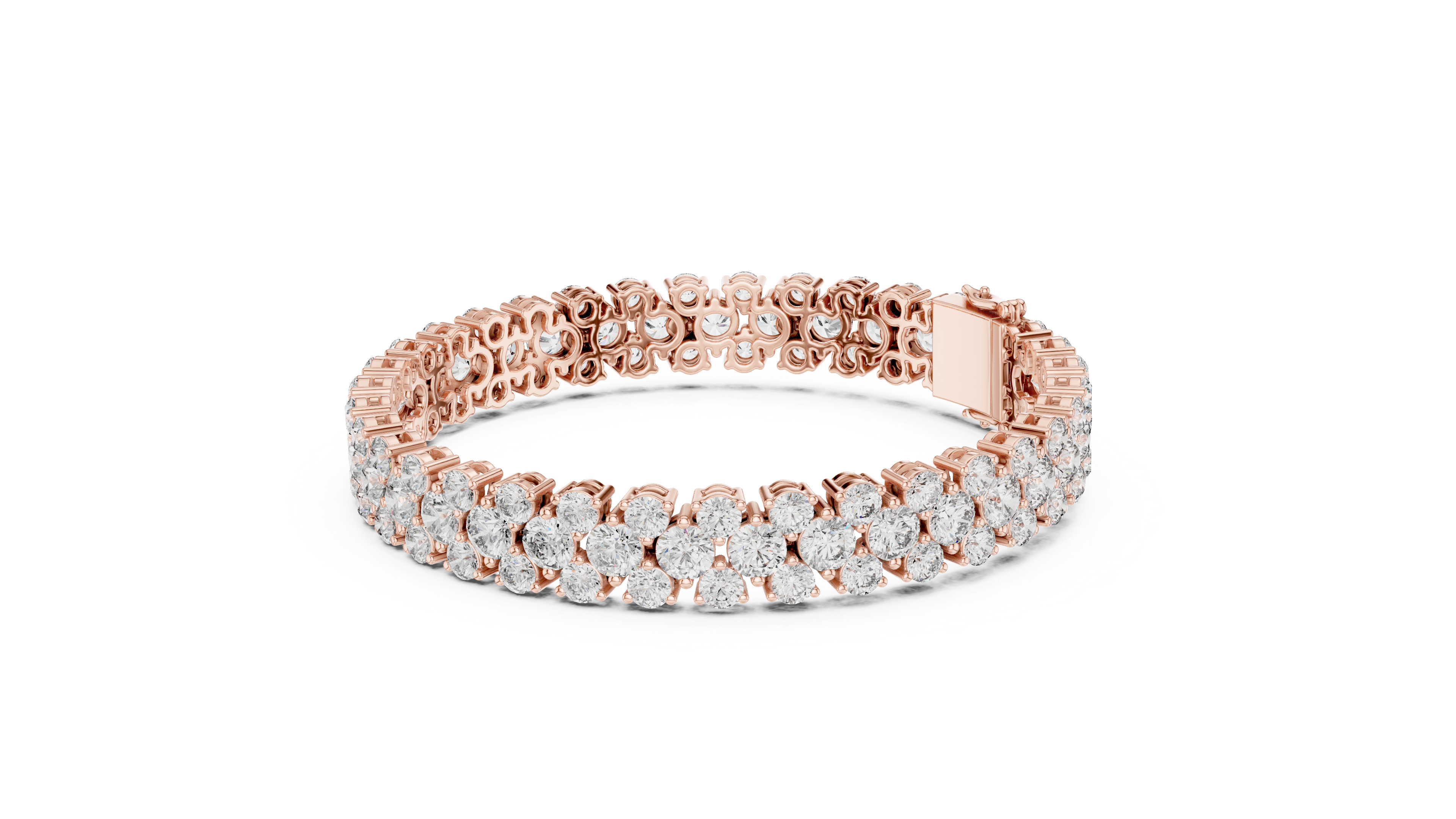 Double Row Lab-Grown Diamond Statement Bracelet in 14K/18K Rose Gold