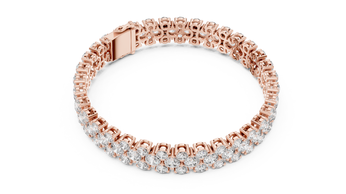 Double Row Lab-Grown Diamond Statement Bracelet in 14K/18K Rose Gold