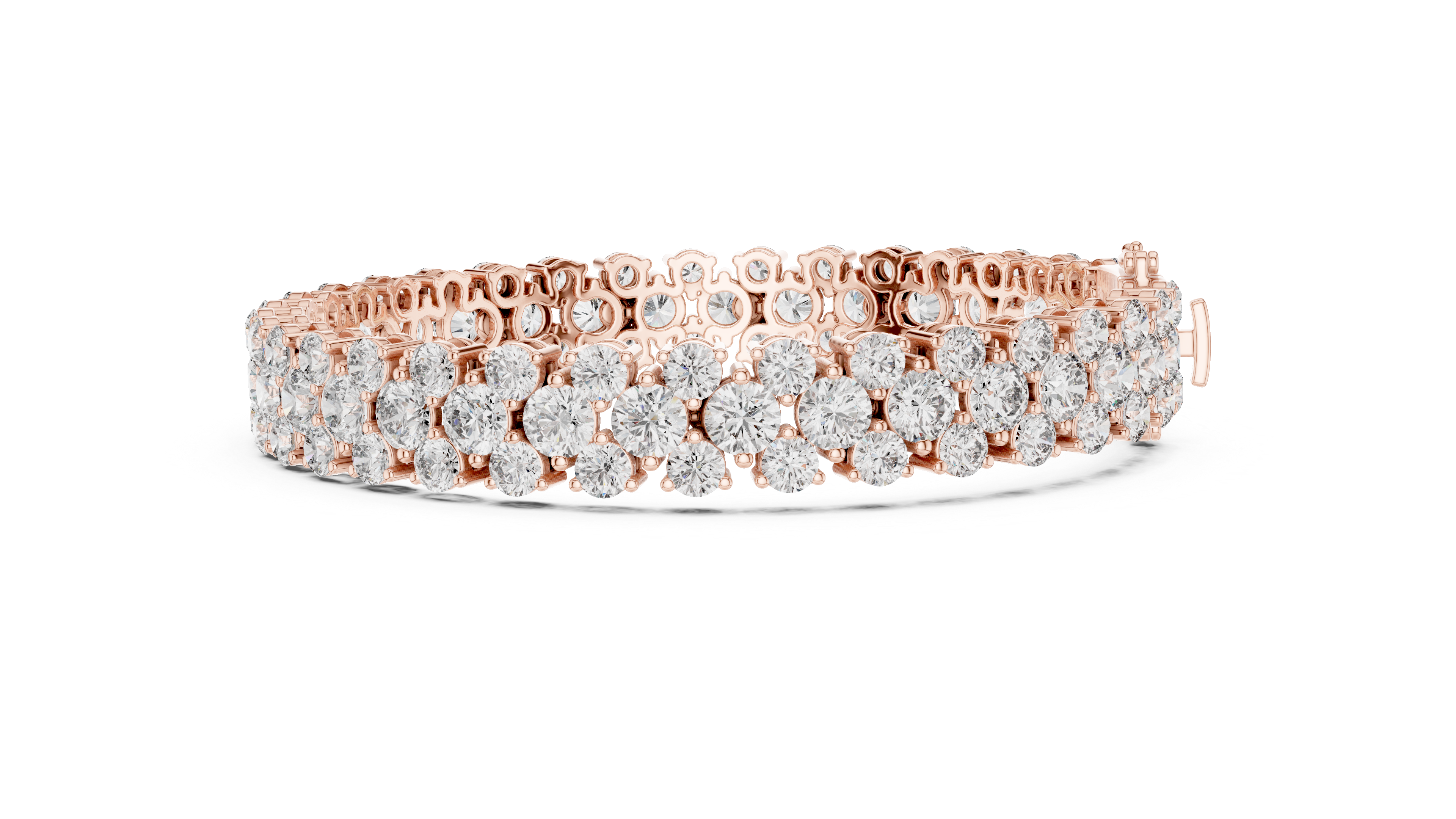 Double Row Lab-Grown Diamond Statement Bracelet in 14K/18K Rose Gold