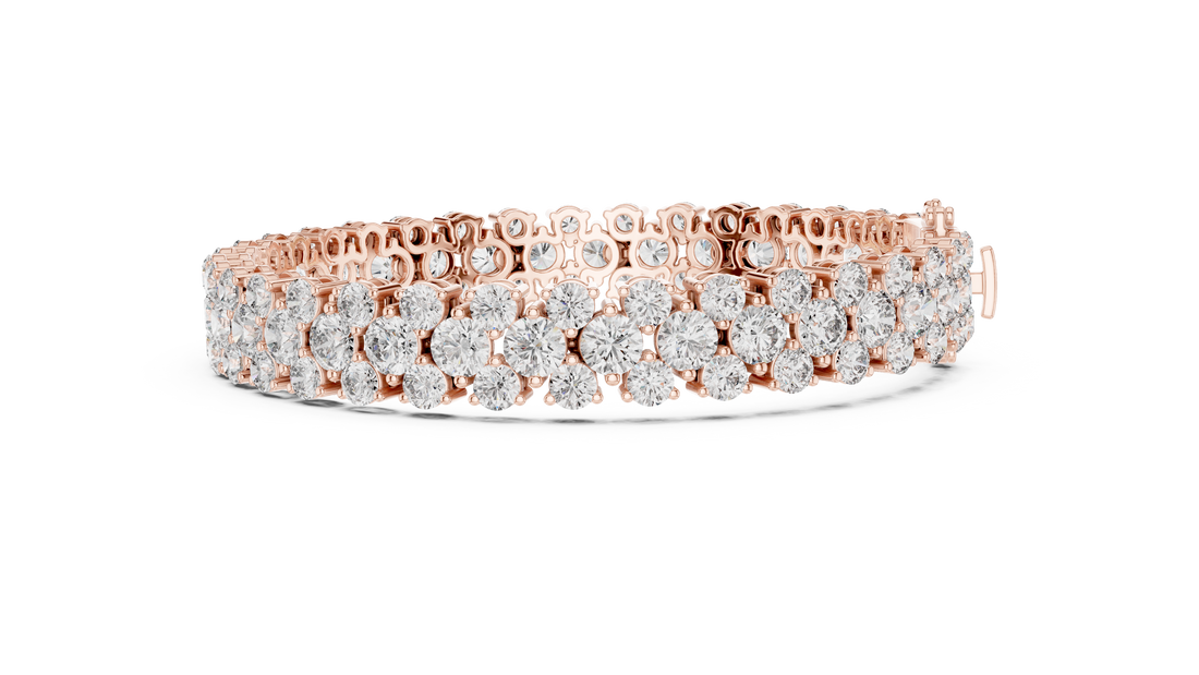 Double Row Lab-Grown Diamond Statement Bracelet in 14K/18K Rose Gold