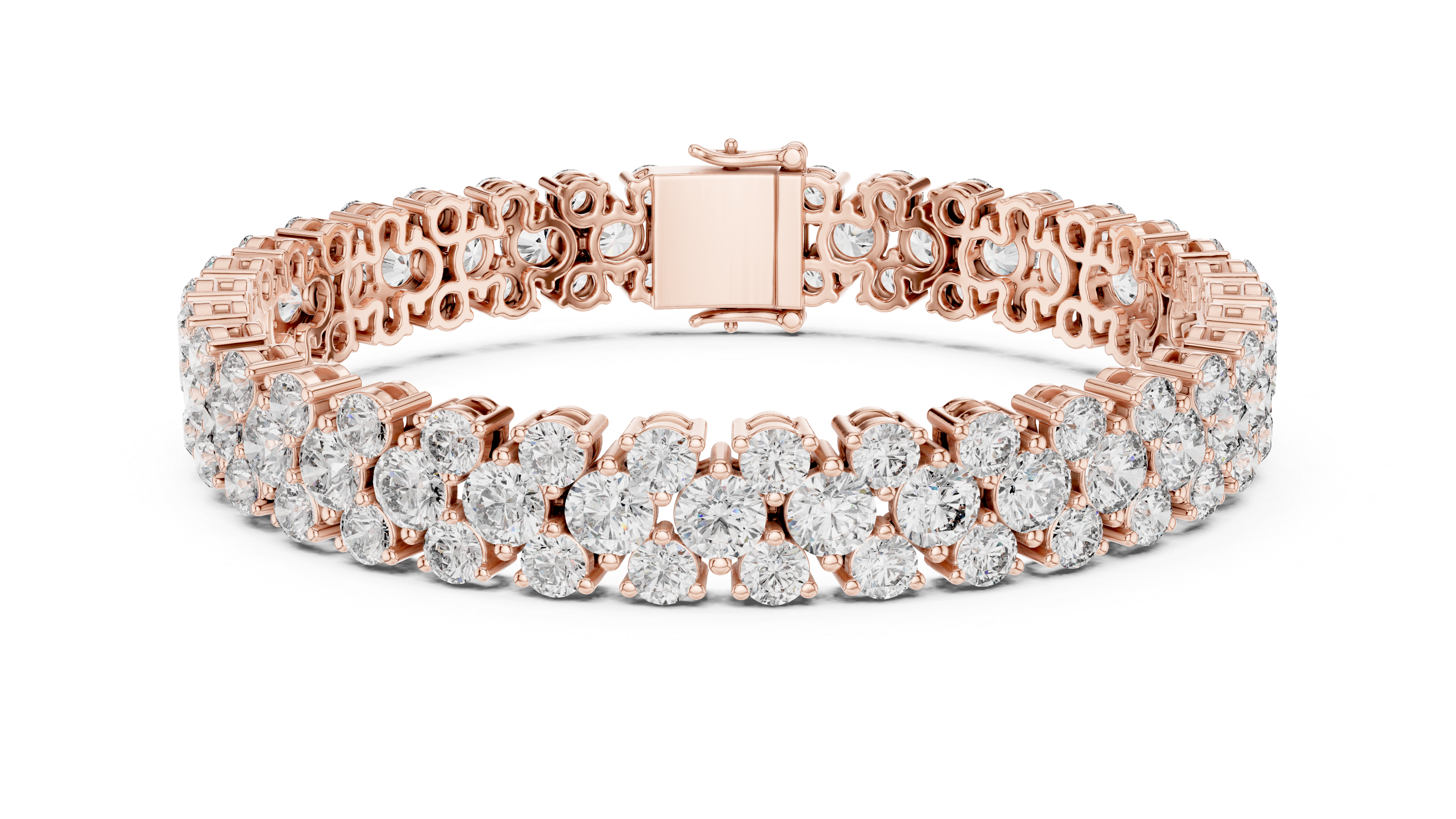 Double Row Lab-Grown Diamond Statement Bracelet in 14K/18K Rose Gold