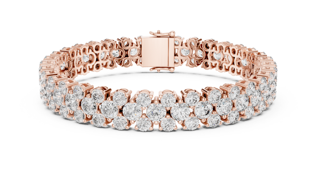 Double Row Lab-Grown Diamond Statement Bracelet in 14K/18K Rose Gold