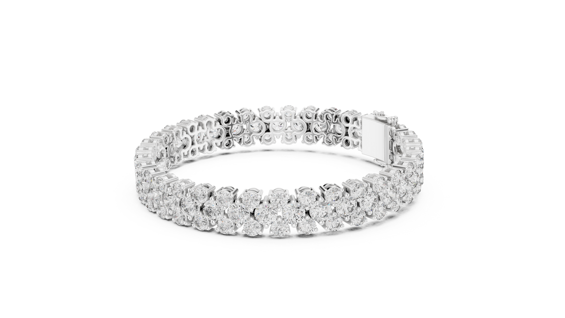 Double Row Lab-Grown Diamond Statement Bracelet in 14K/18K Rose Gold