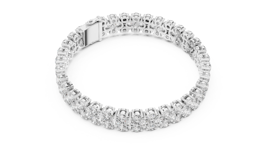 Double Row Lab-Grown Diamond Statement Bracelet in 14K/18K Rose Gold