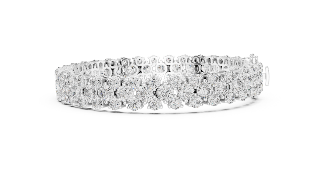Double Row Lab-Grown Diamond Statement Bracelet in 14K/18K Rose Gold