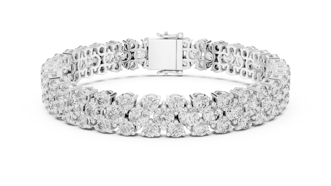 Double Row Lab-Grown Diamond Statement Bracelet in 14K/18K Rose Gold
