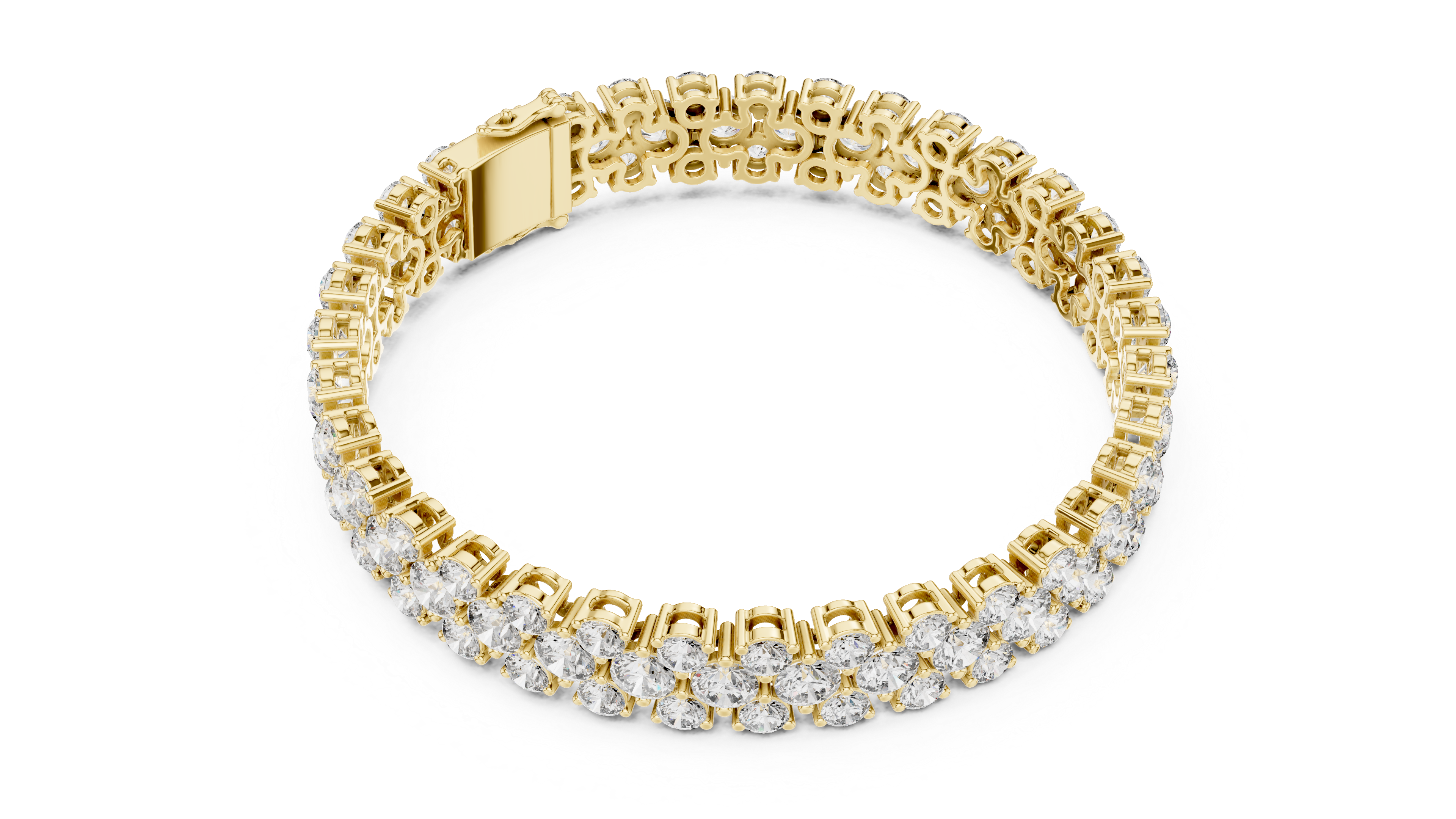 Double Row Lab-Grown Diamond Statement Bracelet in 14K/18K Rose Gold