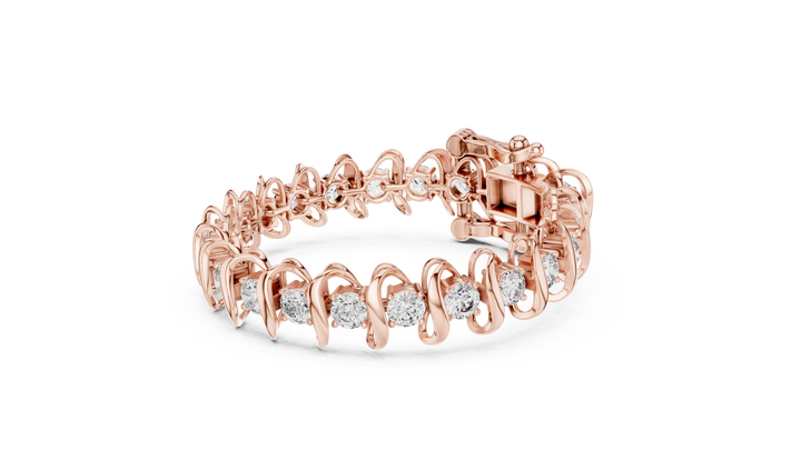Elegant Wave-Design Lab-Grown Diamond Bracelet in 14K/18K Rose Gold