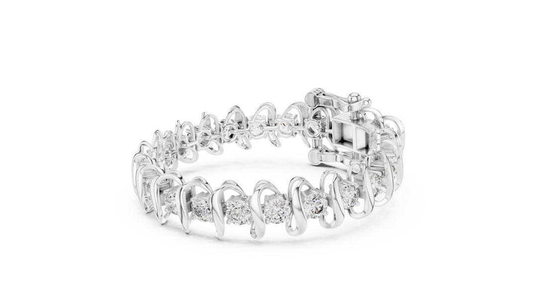 Elegant Wave-Design Lab-Grown Diamond Bracelet in 14K/18K Rose Gold