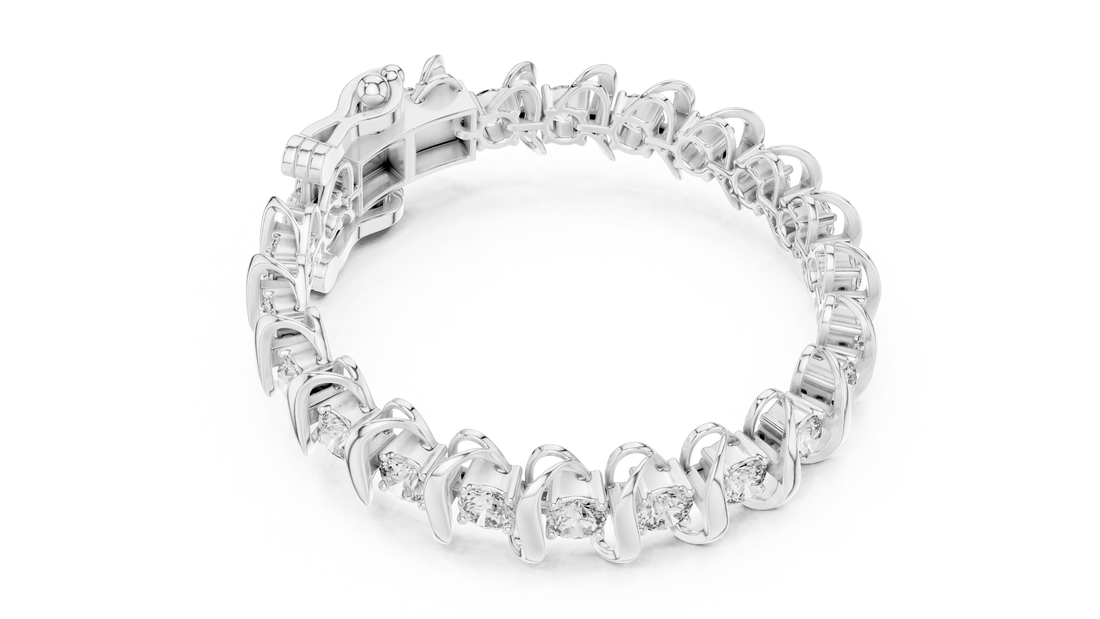 Elegant Wave-Design Lab-Grown Diamond Bracelet in 14K/18K Rose Gold