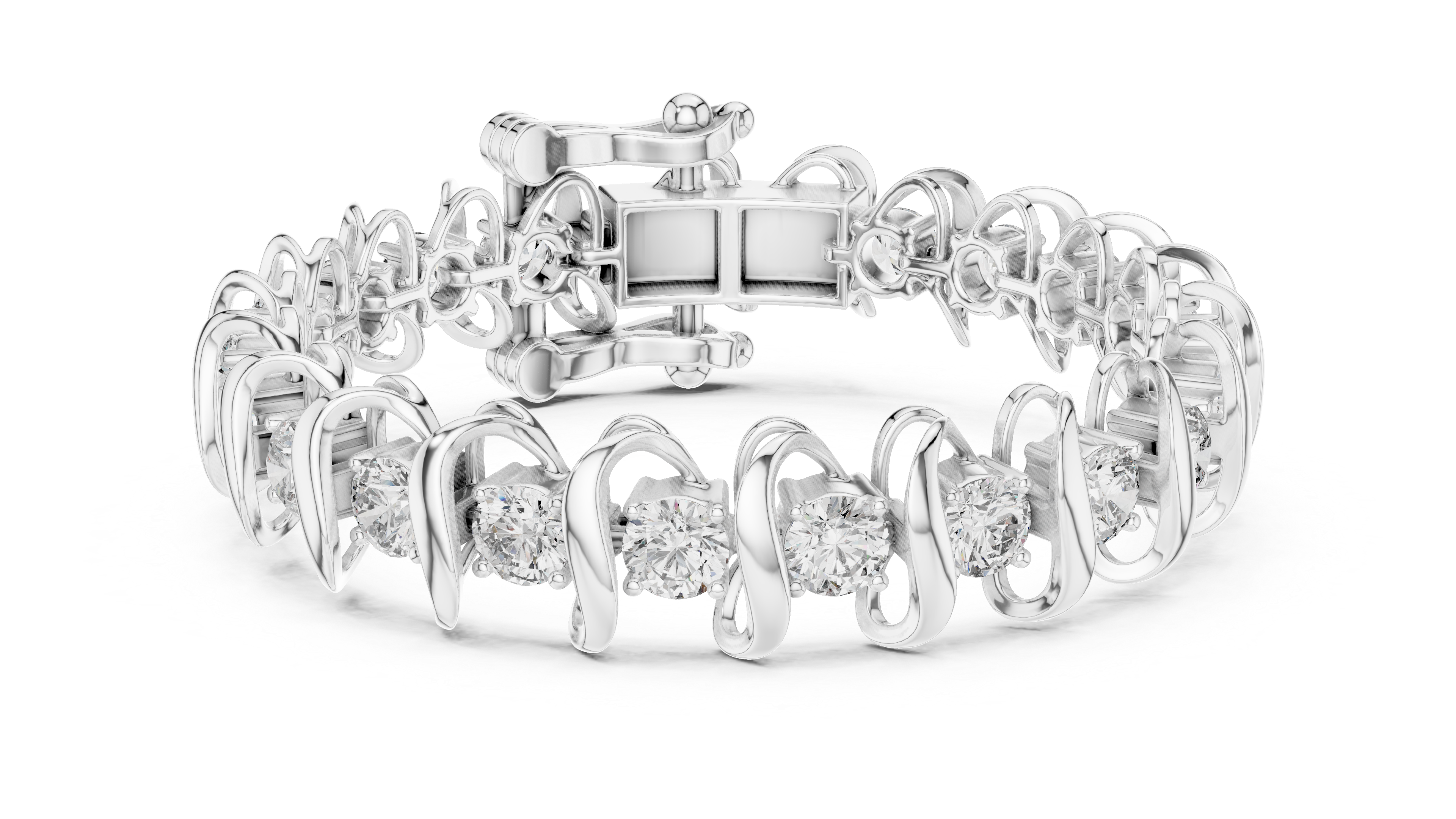 Elegant Wave-Design Lab-Grown Diamond Bracelet in 14K/18K Rose Gold