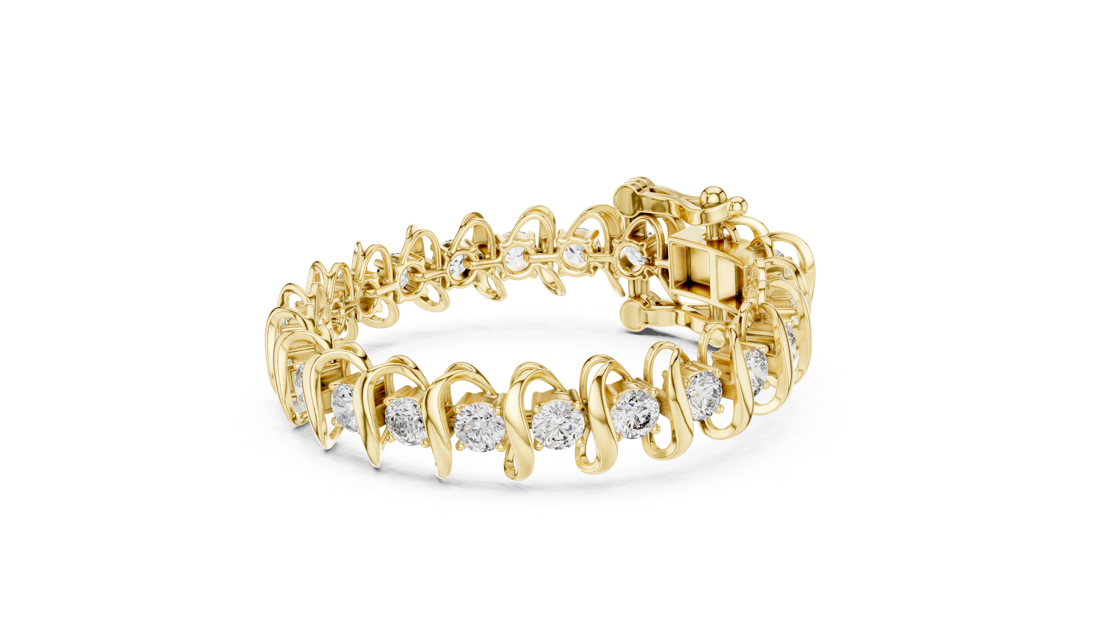 Elegant Wave-Design Lab-Grown Diamond Bracelet in 14K/18K Rose Gold