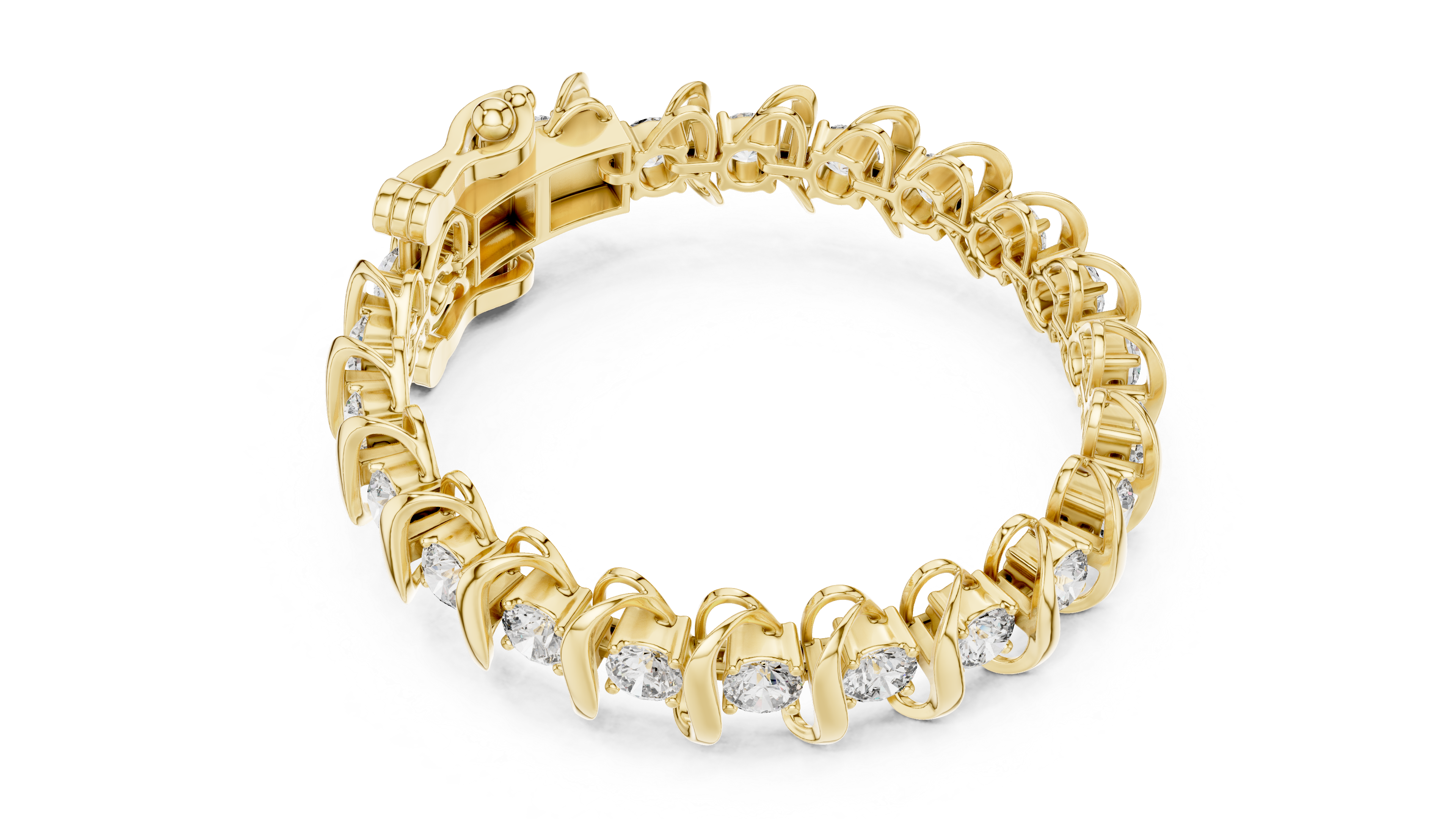 Elegant Wave-Design Lab-Grown Diamond Bracelet in 14K/18K Rose Gold