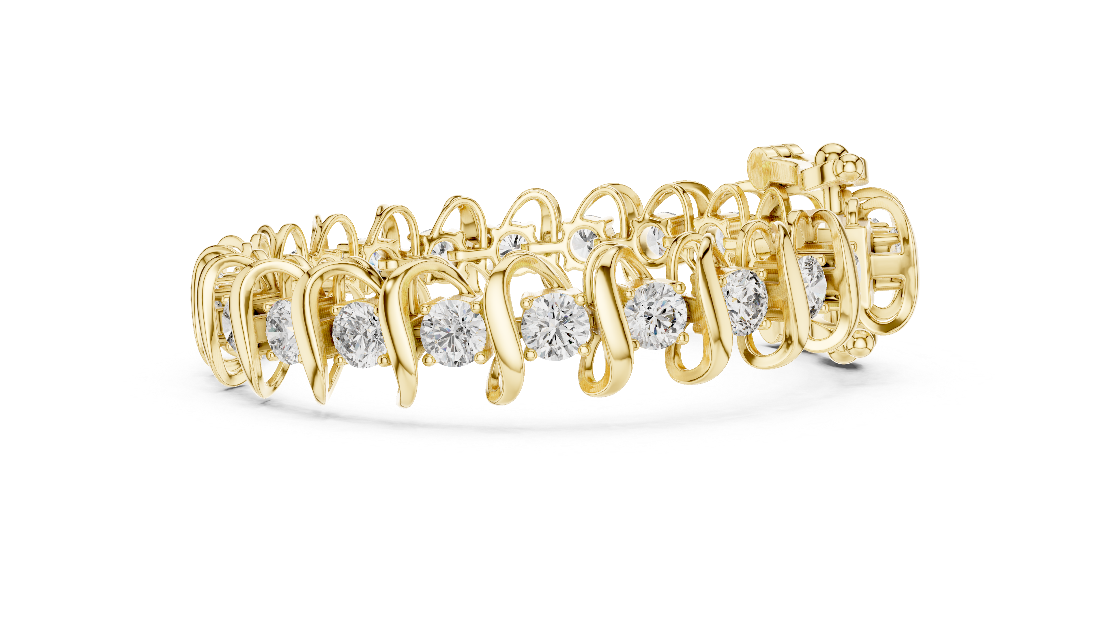 Elegant Wave-Design Lab-Grown Diamond Bracelet in 14K/18K Rose Gold