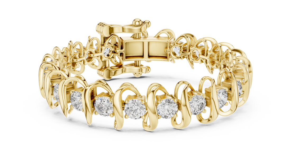 Elegant Wave-Design Lab-Grown Diamond Bracelet in 14K/18K Rose Gold