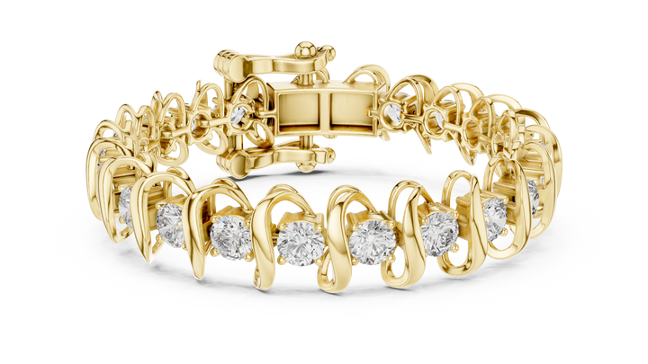 Elegant Wave-Design Lab-Grown Diamond Bracelet in 14K/18K Rose Gold