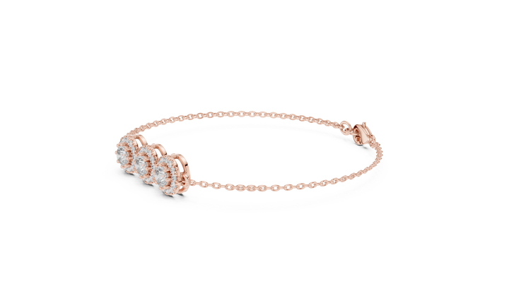 Triple Halo Lab-Grown Diamond Bracelet in 14K/18K Rose Gold