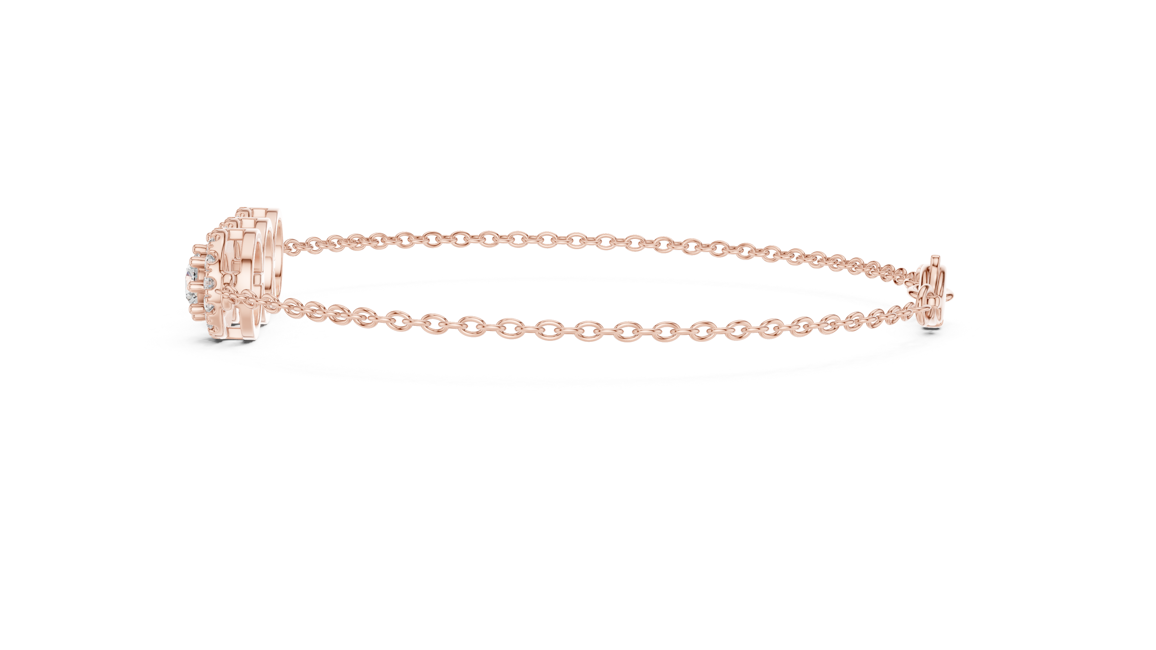 Triple Halo Lab-Grown Diamond Bracelet in 14K/18K Rose Gold