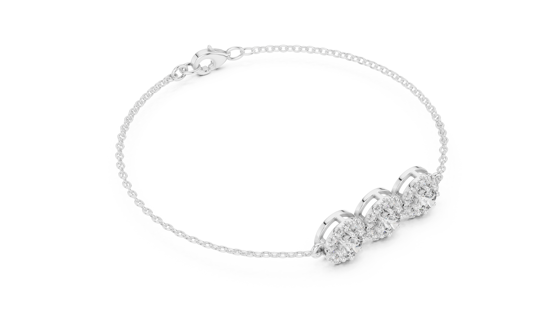 Triple Halo Lab-Grown Diamond Bracelet in 14K/18K Rose Gold