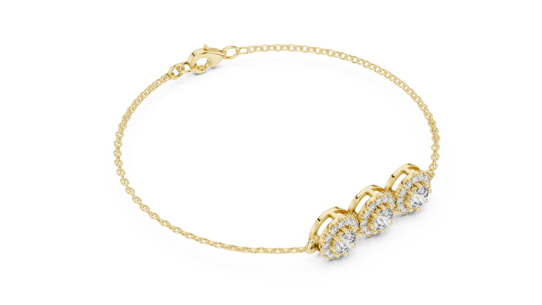 Triple Halo Lab-Grown Diamond Bracelet in 14K/18K Rose Gold