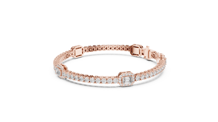 Geometric Station Lab-Grown Diamond Bracelet in 14K/18K Rose Gold