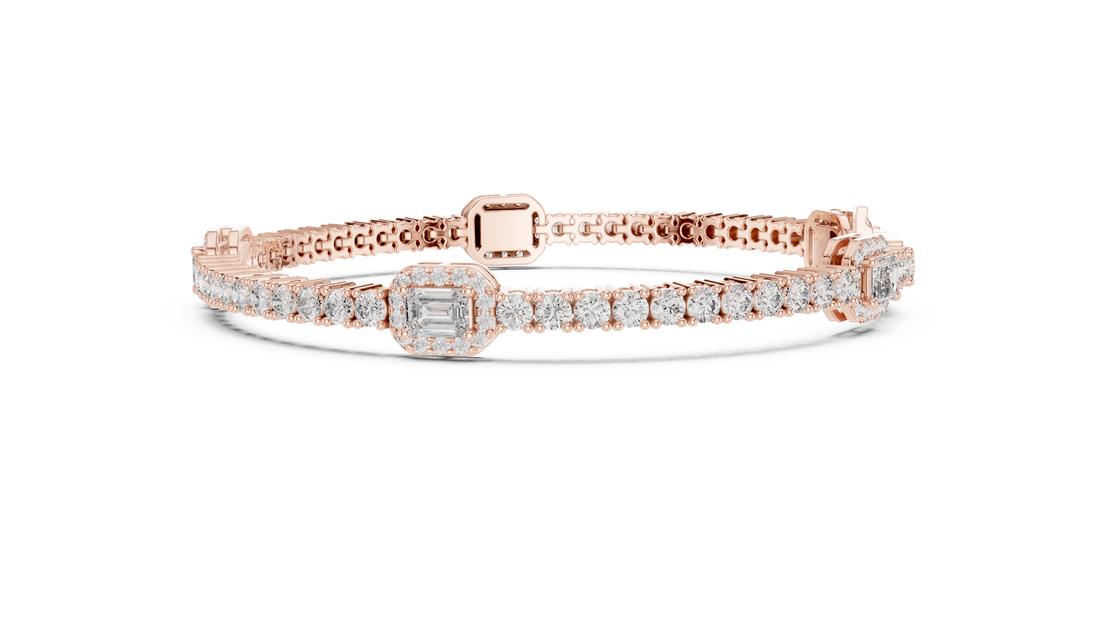Geometric Station Lab-Grown Diamond Bracelet in 14K/18K Rose Gold